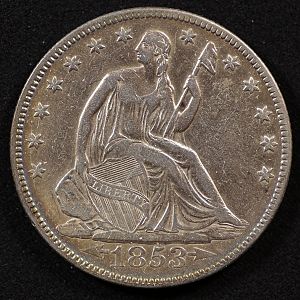 1853 Liberty Seated Arrows Half Dollar Obverse