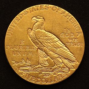 1909 Indian Head Half Eagle Gold Reverse