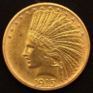 1915 Indian Head Eagle Gold Obverse