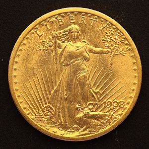 1908 St. Gaudens Double Eagle Gold Obverse