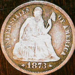 1873 - Seated Liberty Dime - With Arrows - Obverse