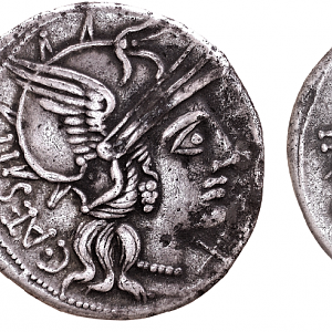 Roman Republican Denarius, Antestius with Dog Reverse