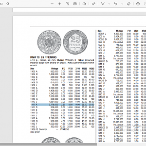 1911 25 pfennig proof 63 info.