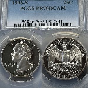 1996 S 25¢ PR70DCAM