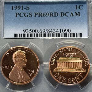 1991 S 1¢ PR69RD DCAM