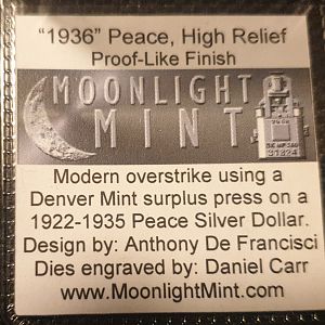 1936 Peace overstrike, label