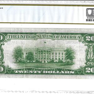 $20 Lewiston, ME, national banknote reverse