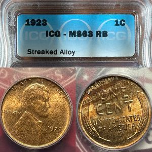Woodgrain 1923 MS63 RB Lincoln Cent