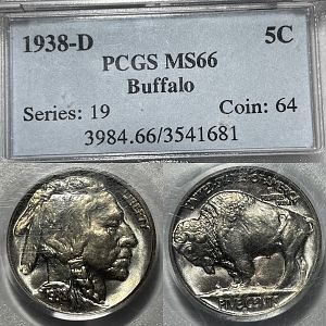 1938-D MS66 Buffalo 5c