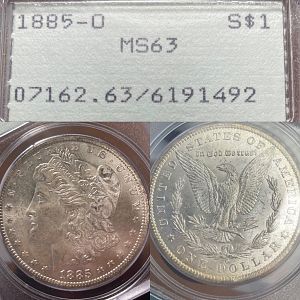 1885-O MS63 Morgan in PCGS Rattler
