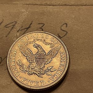 1900 $5 Gold reverse