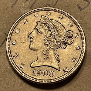 1900 $5 gold x