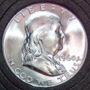 1960-P Franklin Half Obverse