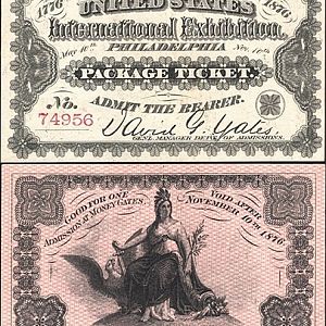 1876 Sesquicentennial International Expo Admission Ticket 74956