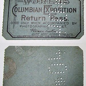 1893 Columbian Expo Return Pass Ticket