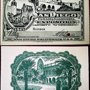 1915 San Diego Panama California Exposition Ticket