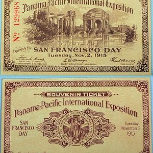 1915 Panama Pacific SF Day Ticket Nov 2