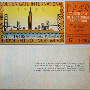 1939 Golden Gate International Expo Ticket K
