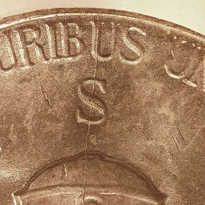 1944 S Dollar Sign Die Crack