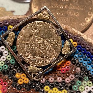 1910 Indian Head Quarter Eagle in 10k Gold Bezel