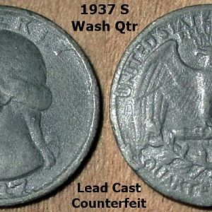 1937 S Washington Quarter Counterfeit