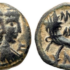 NABATAEA. Aretas IV, with Shaqilat. 9 BC-AD 40. Æ Drachm