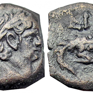 EGYPT, Alexandria. Claudius. AD 41-54. Æ Dichalkon .From Cleopatra numismatics .,
