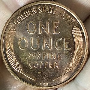 1oz Copper Wheatie Bullion Round - Reverse