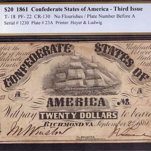 1861 20$ Confederate Note - Obverse