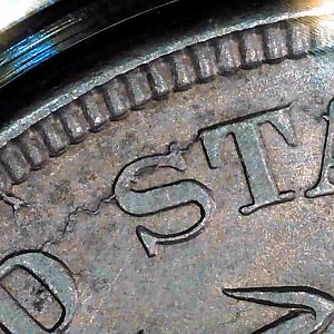 1883 Liberty Nickel Reverse Die Crack