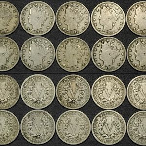 Lot of 10x 1912-D Liberty Nickels