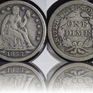 1853 Seated Liberty Dime