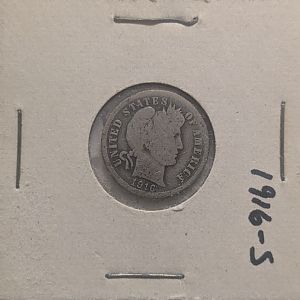 1916 S Barber dime - front