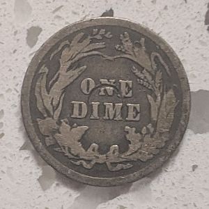 1908 plain Barber dime - back
