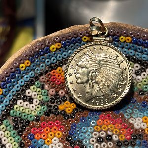 Daniel Carr Gold Indian in Brass in a 14k bezel!