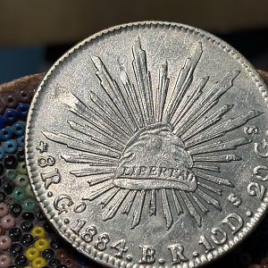 1884 B.R. Guanajuato Mexico 8 Reales-Obverse