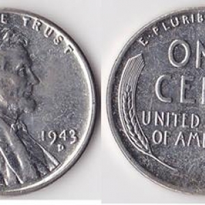 A 1943 steel cent.