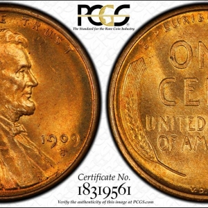 1909-S VDB Lincoln Cent PCGS MS65RD
