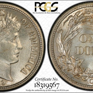 1909-O Barber Dime PCGS MS65