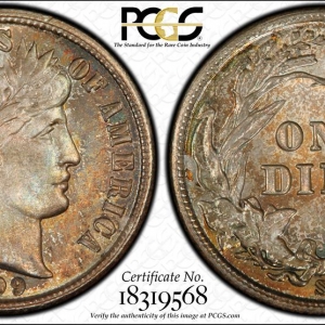 1909-S Barber Dime PCGS MS65