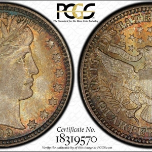 1909-D Barber Quarter PCGS MS66