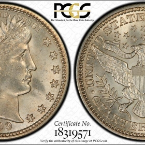 1909-O Barber Quarter PCGS MS64