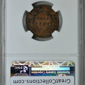 1832 HALF CENT - CLASSIC HEAD NGC MS 55 BROWN, CAC Reverse Slab