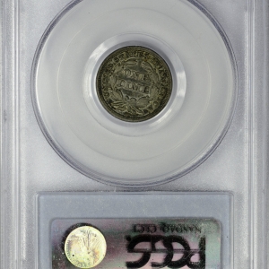 1850 DIME - SEATED LIBERTY, STARS OBVERSE PCGS MS 40, CAC Reverse Slab