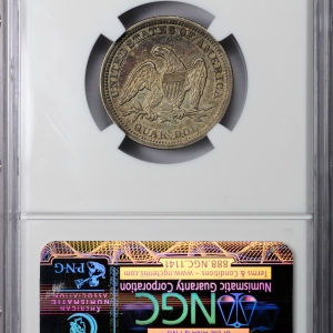 1856 QUARTER DOLLAR - SEATED LIBERTY, NO MOTTO NGC MS 53, CAC Reverse Slab