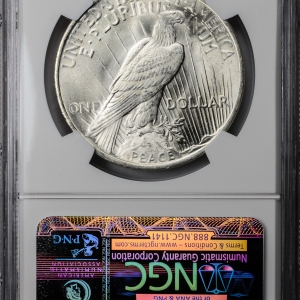 1923 SILVER DOLLAR - PEACE LIBERTY HEAD NGC MS 65, CAC Reverse Slab