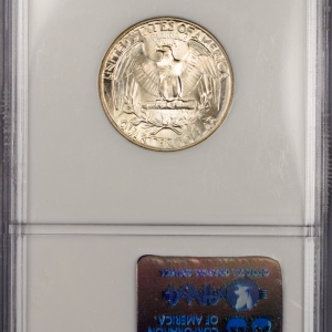 1942 QUARTER DOLLAR - WASHINGTON, SILVER NGC MS 66, CAC Reverse Slab
