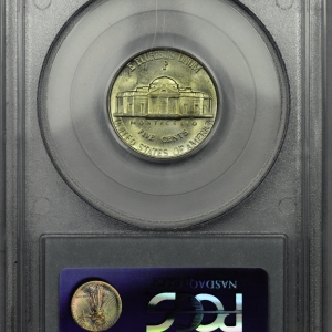 1943 P FIVE-CENT PIECE - JEFFERSON PCGS MS 64 1943/2, CAC Reverse Slab