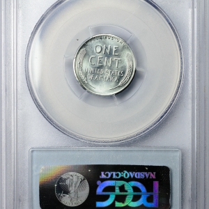 1943 S CENT - LINCOLN, WHEAT REVERSE STEEL PCGS MS 66, CAC Reverse Slab