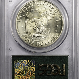 1972 S DOLLAR - EISENHOWER SILVER PCGS MS 65 SILVER, CAC Reverse Slab
